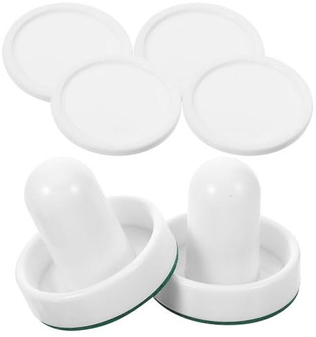 Mikikit Air Hockey Ersatzset Tischspiel Pucks und Schieber 60mm Plastik Weiß mit Filz Zubehör für Spieleabende und Freizeitparks