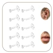 AceFun 18G Transparente Piercing Ohr Retainer 8mm Bioflex Kunststoff Ohrstecker lippenpiercing Flat Push In für Helix Knorpel Tragus Lippe Piercings Sport Schule Arbeit