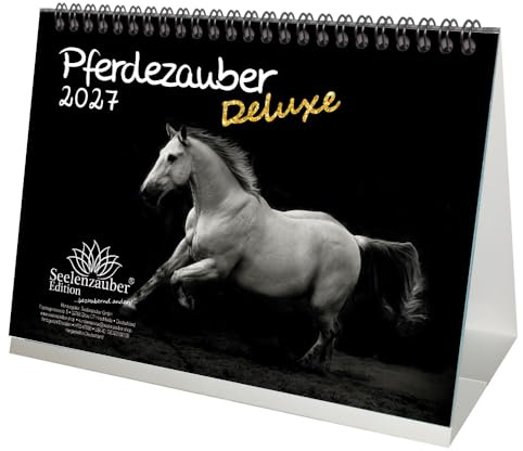 Pferdezauber DELUXE DIN A5 Tischkalender für 2027 Pferde - Seelenzauber