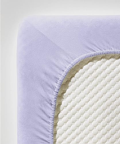 fleuresse Comfort Spannbettlaken (96 % Baumwolle, 4 % Elasthan), mit Rumdumgummizug, Ökotex Standard 100, für Matratzen bis 26 cm Höhe, 180 - 200 x 200 - 220 cm, helllavendel