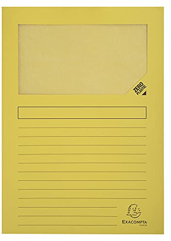 Exacompta 50259E 25er Pack Fenstermappen Super PEFC zertifiziert Karton 160g/m² praktisch und robust für DIN A4 gelb Dokumentenmappe Einschlagmappe
