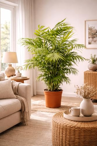 XXL Bergpalme 90-100 cm Chamaedorea elegans Zimmerpflanze – pflegeleicht, luftreinigend, tropisch, ideal für Wohnzimmer, Büro & Innenräume, dekorative grüne Palme