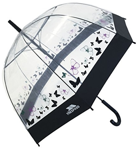 Trespass Papillon, Butterfly Print, Transparent Umbrella, Black