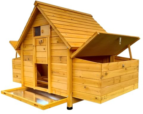 Cocoon 1000-2N Large Chicken Coop – Wooden Hen House with 6 Nesting Boxes, Dual Pull-Out Trays, Auto Door Ready & Rot-Proof Legs for 6–10 Birds
