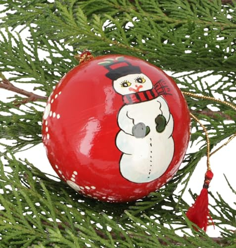 Upcycling Weihnachtskugel aus Pappmachee, Handbemalt, Muster 30 | Traditionelle Dekoration, individuelle Handbemalung, ca. 33 g, weihnachtliche Motive, einzigartig