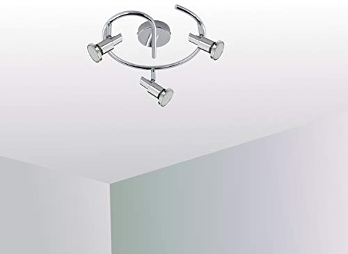 Trango 3-flammig 2890-038G LED Deckenleuchte in Chrom-Optik Rondell *OSCAR* inkl. 3x 3 Watt GU10 LED Leuchtmittel Deckenlampe I Deckenstrahler I Deckenspots I Wohnzimmer Lampe schwenkbar & drehbar