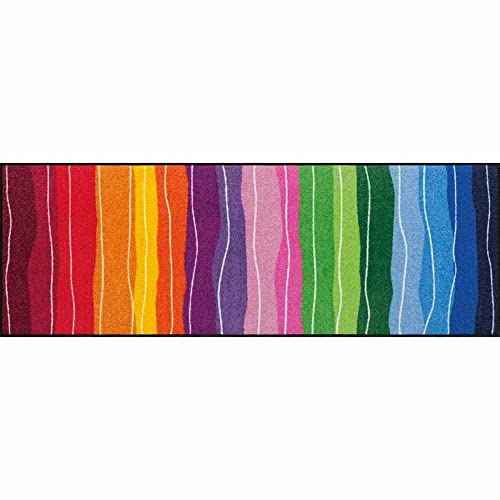 Salonloewe Teppich-Läufer waschbar Pure Style Wavy Lines Bunt 60x180 cm Läufer Teppiche Flur & Küche rutschfest
