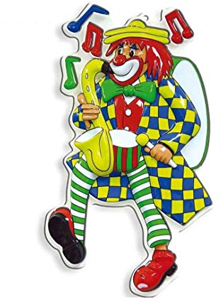 KarnevalsTeufel Wand-Dekoration Wand-Schmuck Clown Saxxophone Party-Dekoration Clown-Figuren bunt