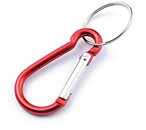 Komonee Carabiner Red Metal Keychain Karabiner Key Ring Shackle Key Chain Novelty Gadget Keyring