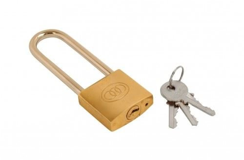 Fort Fasteners Tri-Circle Padlock Long Shackle 50mm Brass Pack of 1