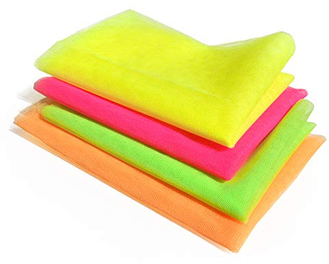 UV Neon Tüll - 4 Farben Set - Schwarzlicht Party Deko - UV Leuchteffekt