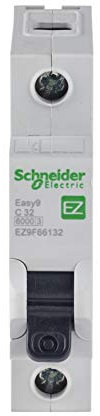 Schneider Electric EZ9F66132 Easy9 Disjoncteur miniature 1P 32 A 240 V AC 50/60 Hz Courbe C Gris