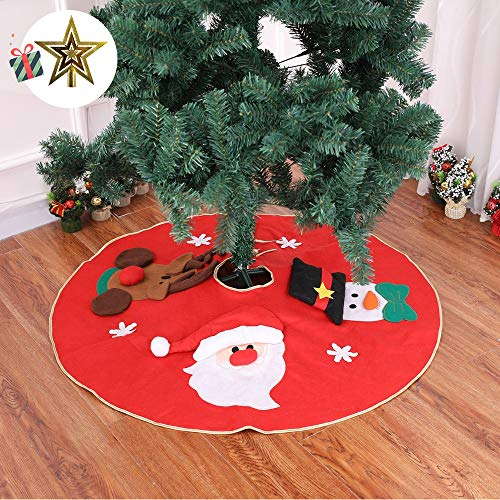 Odot Weihnachtsbaum Rock Dekoration, Decke Weinachtsdeko 100cm Rund Weihnachtsbaumdecke Weihnachtsbaum Röcke Ornaments für Weihnachten Baum Rock Deko Schutz (100cm,Rot)