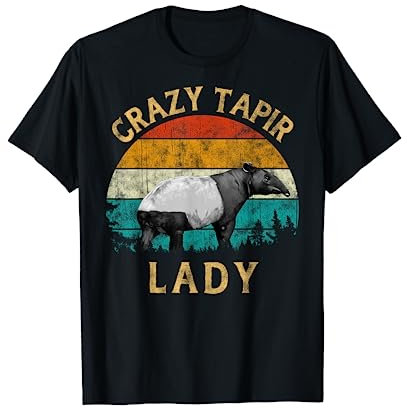 Tapir Lover Retro Vintage Sunset Tree Men Crazy Tapir Lady T-Shirt