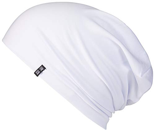 Enter the Complex® Leichte Beanie Mütze, Herren und Damen, Übergangsmütze, Sommer Beanie, Dünne Kopfbedeckung, Baumwolle (Jersey), S/M, Snow White