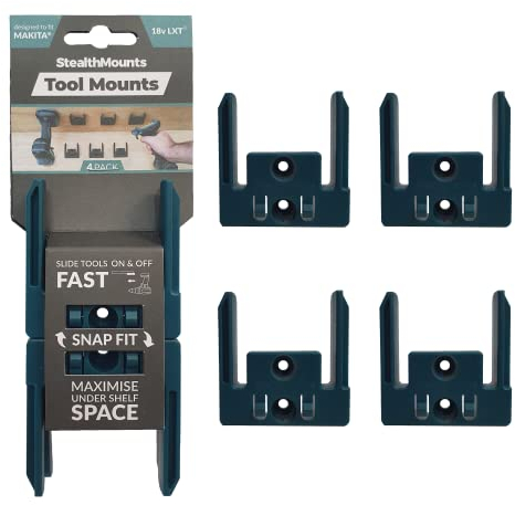 StealthMounts Werkzeughalter für Makita LXT | schnurlose Werkzeugständer für Makita 18 V Elektrowerkzeuge | 4 Stück | blaue Werkzeug-Organizer für Makita