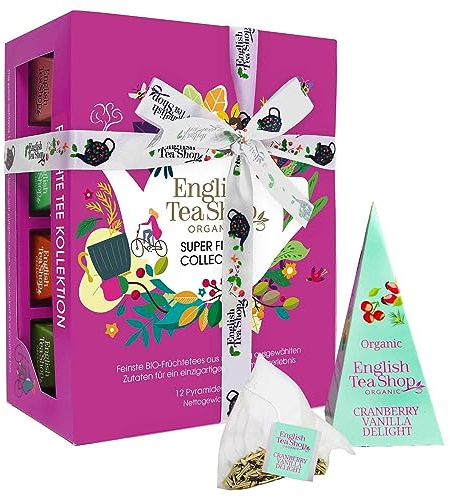 ETS Teegeschenk Super Fruit Kollektion | BIO Früchtetee Geschenkset zum Geburtstag, Muttertag, Ostern, Weihnachten | 6x2 Pyramidenbeutel