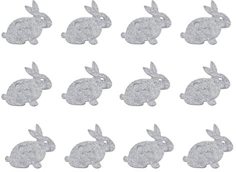 Amosfun 12Pcs Ostern Trinken Untersetzer Stoff Bunny Kaninchen Förmigen Bahnen Tischsets für Ostern Party Tisch Dekoration Partei Liefert Grau