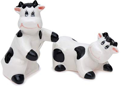 Lustige Salz- und Pfefferstreuer aus Porzellan - Freche Salzstreuer Gewürzspender - Einweihungsgeschenk Hochzeitsgeschenk Geburtstagsgeschenk für Pärchen Paare (Kühe)