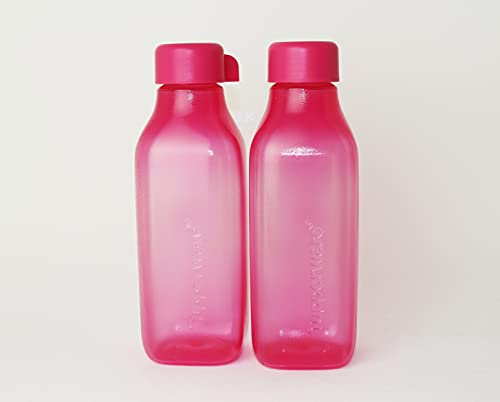 TUPPERWARE EcoEasy Quader Trinkflasche 500ml 2x Pink + Hängelöffel