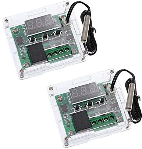 AOICRIE 1 Stück W1209 Digitaler Temperaturregler, 12V DC Micro Digital Thermostat mit Gehäuse -50-110 Grad Celsius Elektronischer Temperaturregler Schalter mit NTC wasserdichte Sensorsonde