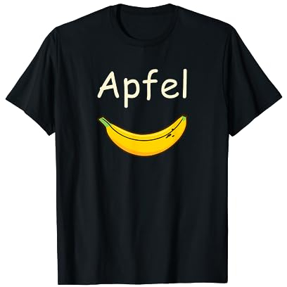 humor lustiger Spruch witzig Grafik Geschenkidee Apfel Banane T-Shirt, Klassisch geschnitten, Schwarz, S, Unisex, Pullover, T-Shirt, Alle, 1 Count