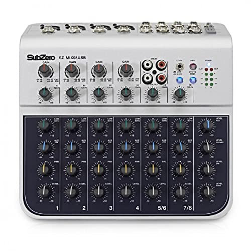 SubZero Compact 8 Channel Audio Mixer with USB
