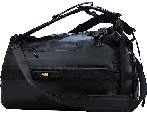 MIER Große wasserdichte Seesack Rolltop Dry Rucksack Duffle Bags für Kajakfahren, Rafting, Bootfahren, Schwimmen, Camping, Reisen, Fitnessstudio, Strand, 80 l, Schwarz
