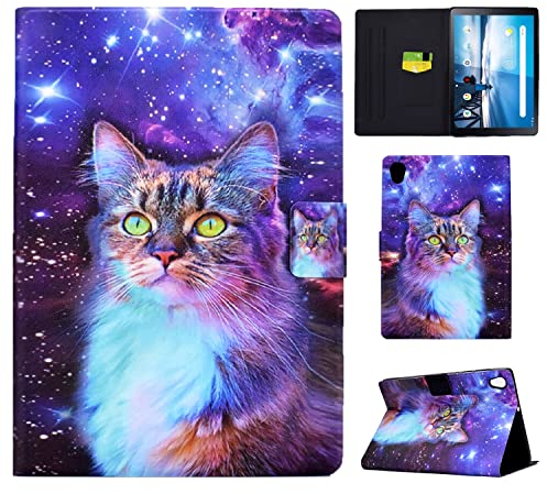 Vaitasy Funda para Lenovo Tab M10 HD 2nd Gen 10.1 Pulgadas (TB-X306F/ TB-X306X), Ranura para Tarjeta con Función Soporte Carcasa M10 HD 2nd Generación 10.1 - Gato Estrella