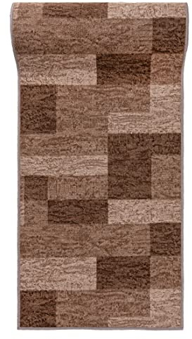 Mazovia rutschfest Teppich Läufer Flur - Modern Geometrische Muster Teppichläufer - Kurzflor Flurläufer für Vorzimmer, Schlafzimmer, Küche - ÖKO-TEX Zertifiziert - Meterware Beige - 80 x 100 cm