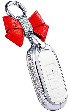 Coque de protection pour clé de voiture Honda 11e Civic Integra 2022 (blanc, étui pour clé + porte-clés avec nœud)