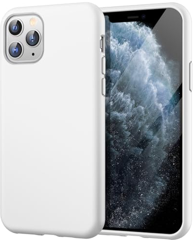 JETech Silikon Hülle für iPhone 11 Pro Max 6,5 Zoll, Ganzkörper Handyhülle mit Seidig-Weicher Berühren, Stoßfest Schutzhülle mit Mikrofaser-Futter (Weiß)