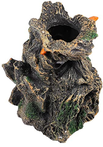 POPETPOP Fisch Verfallen Dekor Harz Höhle Mann Für Rinde Dekorationen Stamm Reptil Holz Höhlen Fass Bart Verstecken Log Zubehör Terrarium Aquarium Drachenbaum Landschaft Betta