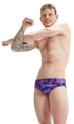Speedo Slip de natation intégral pour homme 8 cm bleu rose, Noir/cobalt/Indigo Glow/Candy Vibe/Orchid Shine, 5