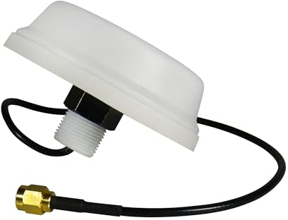 2.4/5 GHz Dualband WLAN Rundstrahlantenne - M2M Antenne, 3/5dBi, RP-SMA Stecker, IP65 Gehäuse, IEEE 802.11 a/b/g/n/ac/ax (Weiß, 30cm Antennenkabel)