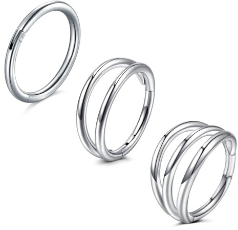 JFORYOU 3Stk Nasenpiercing Ring Helix Piercings Set 16G 18G Chirurgenstahl Scharnier Segment Hoops Septum Conch Tragus Knorpel Ohrringe Ringe CZ Nostril Piercing Schmuck Gold Silber