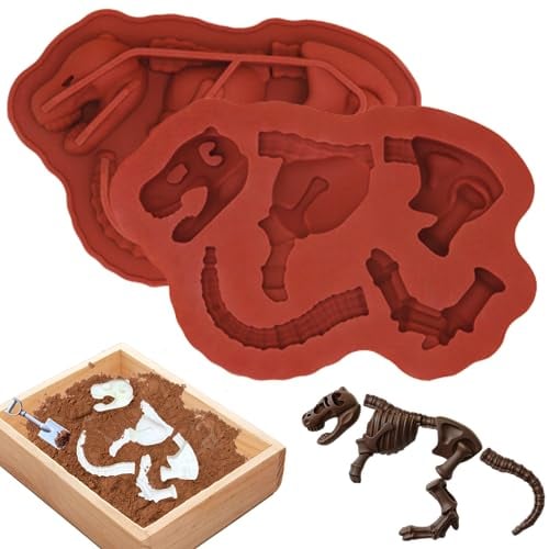 Dinosaur Chocolate Moulds Silicone, Dinosaur Bones Nonstick Food Grade Silicone Moulds for Kids, Funny Molds DIY Baking Tool for Chocolate, Candy, Gummy Halloween Christmas Party(1 Piece)