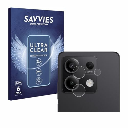 savvies Protector Pantalla para Xiaomi Redmi Note 13 Pro 5G (SÓLO Cámara) (6 Unidades) Película Ultra Transparente