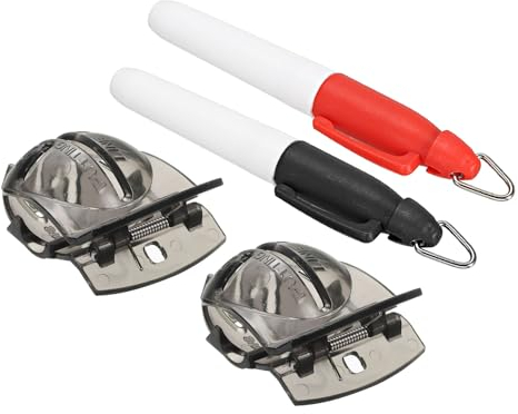 PATIKIL Golf Ball Markers, 2Pcs Golf Ball Line Drawing Marking Stencils Alignment Tool with 2 Colors Marker Pens, Black