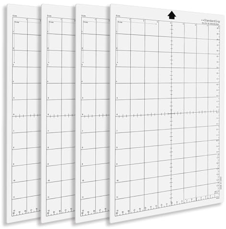 Forhandy Schneidematte Plotter Matte, 4pcs Silhouette Portrait Schneidematte, Plotter Schneidematte für Silhouette Cameo 4, Rutschfeste und Langlebige Schneidematte Silhouette Portrait mit Messraster