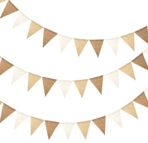 36pcs Guirnalda Banderines Beige, Banderines Triangulares 12M, Banderines Decoración Beige para Cumpleaños Boda Fiesta Jardín