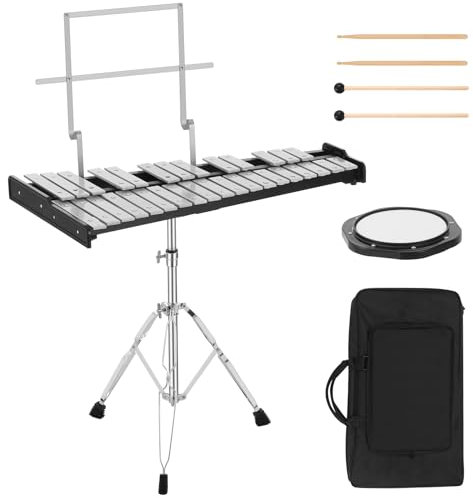 Glockenspiel Xylophon Glocken-Kit (32 Töne mit Ständer, Pad)