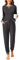 Ekouaer Schlafanzug Damen Lang Pyjama Baumwolle Nachtwäsche Winter Pyjama Set Star Zweiteiliger mit Rundhals Elastischer Bund Taschen grau S