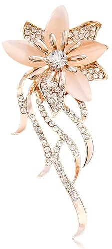 AFCJLTO Deyanse Brosche Damen, Blumenbrosche mit künstlichem Kristall, Mode Legierung Blume Elegante Strass Pin Anstecknadel Brosche für Kleidung Kleid Dekoration Schmuck