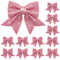 YSUVIN Arco dell'albero di Natale, 12 Pezzi Natale Fiocco di Natale, Decorazione Scintillante dell'albero di Natale, Adatto per Matrimoni di Natale, Compleanni e Feste, Rosa Chiaro