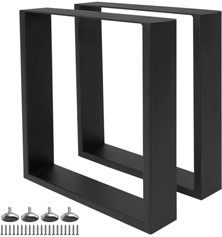 LONENESSL Industrial Square Table Legs, Heavy Duty Metal, 2 Pack, 30cm X 40cm, Black, Suitable for Desks, Dining Tables, DIY Projects