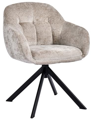 Duhome Esszimmerstuhl Armlehnstuhl aus Chenille-Stoff, Schminktisch Stuhl Loungesessel Sitzschale 360° drehbar, Khaki