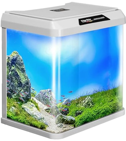 Kruger Meier Como Aquarium 7L – Nano-Aquarium Set mit Beleuchtung, Filter & Abdeckung – Weiß