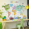 HGDESIGN® Wandaufkleber Wandtattoo Wandsticker Weltkarte Worldmap Tiere Kinderzimmer Babyzimmer Kind Baby Junge Mädchen Wanddeko selbstklebend (B)