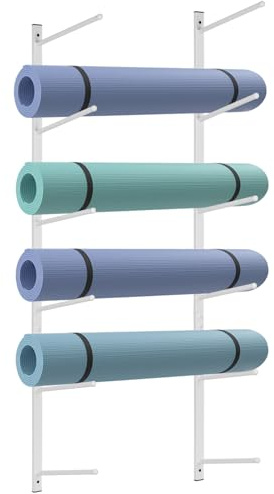 Retyion Yogamattenhalter, Wandhalterung, Yogamatte, Aufbewahrungshalter, Yogamatte, Organizer, Skateboard, Wandhalterung für Schaumstoffrollen, Skateboard, Ski-Board (weiß)